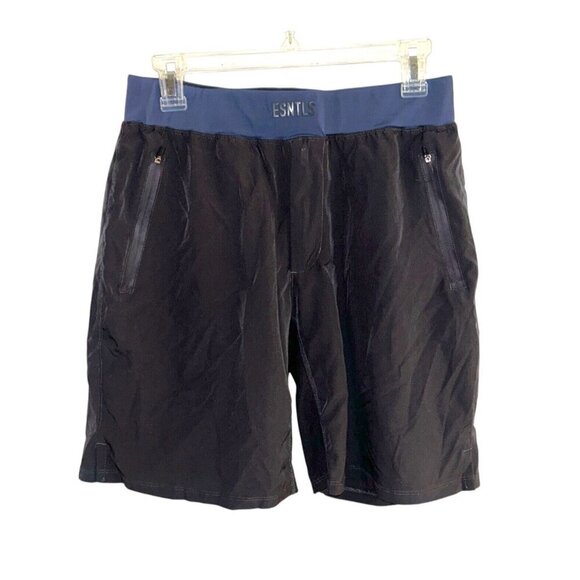 ESNTLS  Black Athletic Gym Training Pocketed Stretch Comfort Shorts Size Medium - Picture 1 of 10